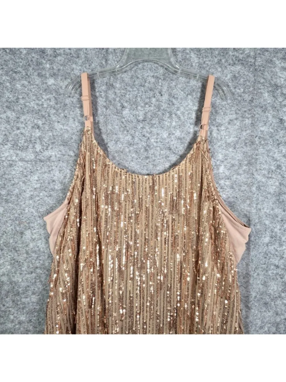Torrid Dress Womens 3X Gold Sequin Fringe Mini Dress Sleeveless Party Cocktail P - Picture 8 of 12